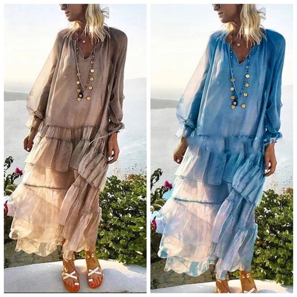 ❤️ The Lolah Sheer Ruffle Silk Dress - Picture 2 of 8